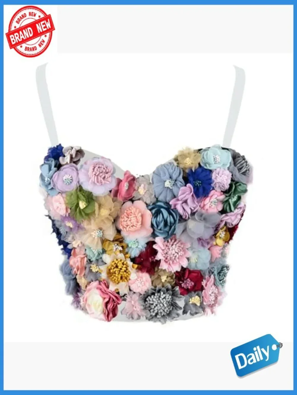 Women's 3D Floral Bustier Corset Crop Top Sexy Sweetheart